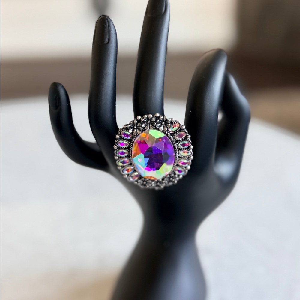 Iridescent Oval Cocktail Ring - Women Jewelry Used